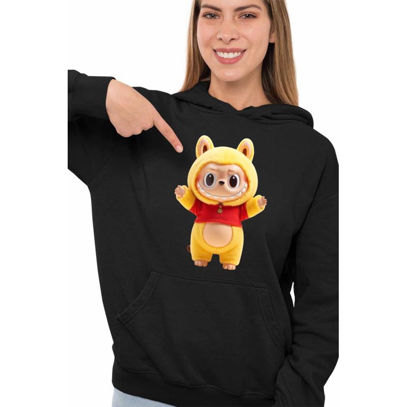 Fashion, accesorii si bijuterii - Femei - Imbracaminte femei - Hanorace femei - Hanorac Femei Labubu Winnie the Pooh Ursulet de plus, negru, marime S - Infinity.ro