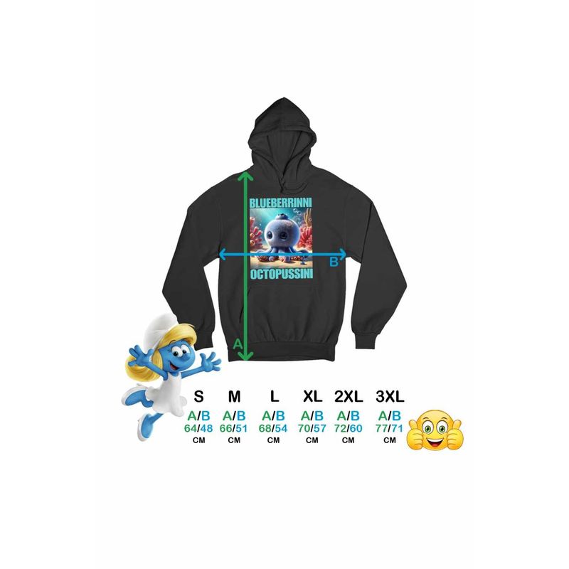 Fashion, accesorii si bijuterii - Femei - Imbracaminte femei - Hanorace femei - Hanorac Femei Blueberrinni Octopussini Italian Meme Brainrot Brain Rot, negru, marime S - Infinity.ro