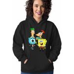 Fashion, accesorii si bijuterii - Femei - Imbracaminte femei - Hanorace femei - Hanorac Femei Phineas Ferb Gumball Spongebob, negru, marime S - Infinity.ro