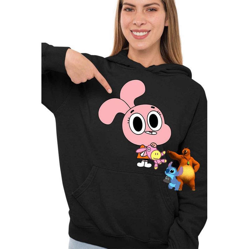 Fashion, accesorii si bijuterii - Femei - Imbracaminte femei - Hanorace femei - Hanorac Femei Gumball Anais Watterson, negru, marime S - Infinity.ro