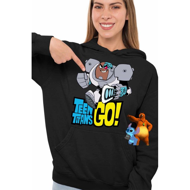 Fashion, accesorii si bijuterii - Femei - Imbracaminte femei - Hanorace femei - Hanorac Femei Cyborg Tineri Titani Teen Titans Go, negru, marime S - Infinity.ro