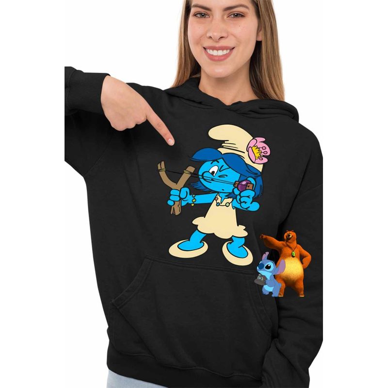 Fashion, accesorii si bijuterii - Femei - Imbracaminte femei - Hanorace femei - Hanorac Femei Strumfii Satul Fetelor Prastie, negru, marime S - Infinity.ro