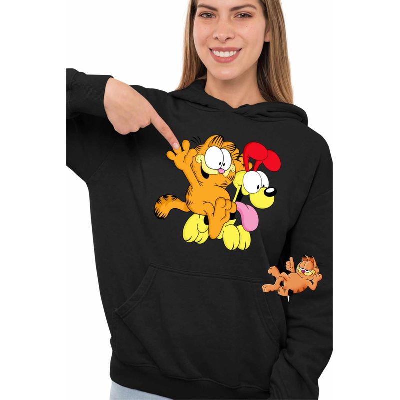 Fashion, accesorii si bijuterii - Femei - Imbracaminte femei - Hanorace femei - Hanorac Femei Garfield Odie Calare Joaca, negru, marime S - Infinity.ro