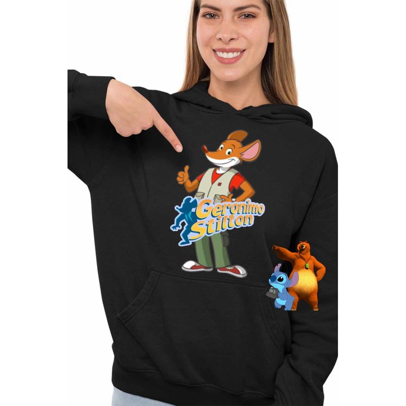 Fashion, accesorii si bijuterii - Femei - Imbracaminte femei - Hanorace femei - Hanorac Femei Geronimo Stilton Aventori Soricel Jurnalist, negru, marime S - Infinity.ro