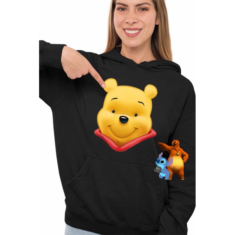 Fashion, accesorii si bijuterii - Femei - Imbracaminte femei - Hanorace femei - Hanorac Femei Winnie the Puh Pooh Cartoon, negru, marime S - Infinity.ro