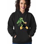 Fashion, accesorii si bijuterii - Femei - Imbracaminte femei - Hanorace femei - Hanorac Femei Daffy Duck Minecraft Creeper, negru, marime S - Infinity.ro