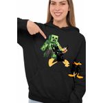 Fashion, accesorii si bijuterii - Femei - Imbracaminte femei - Hanorace femei - Hanorac Femei Daffy Duck Minecraft Creeper, negru, marime S - Infinity.ro