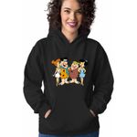 Fashion, accesorii si bijuterii - Femei - Imbracaminte femei - Hanorace femei - Hanorac Femei Familia Flinstone Friends Barney Betty Fred Wilma, negru, marime S - Infinity.ro