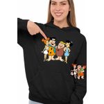 Fashion, accesorii si bijuterii - Femei - Imbracaminte femei - Hanorace femei - Hanorac Femei Familia Flinstone Friends Barney Betty Fred Wilma, negru, marime S - Infinity.ro