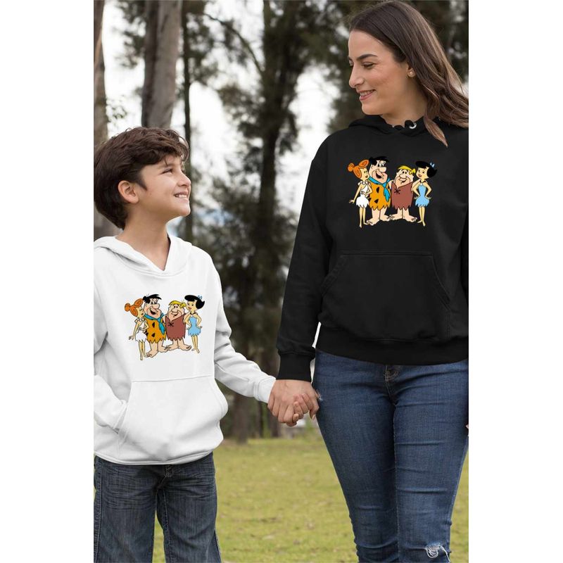Fashion, accesorii si bijuterii - Femei - Imbracaminte femei - Hanorace femei - Hanorac Femei Familia Flinstone Friends Barney Betty Fred Wilma, negru, marime S - Infinity.ro