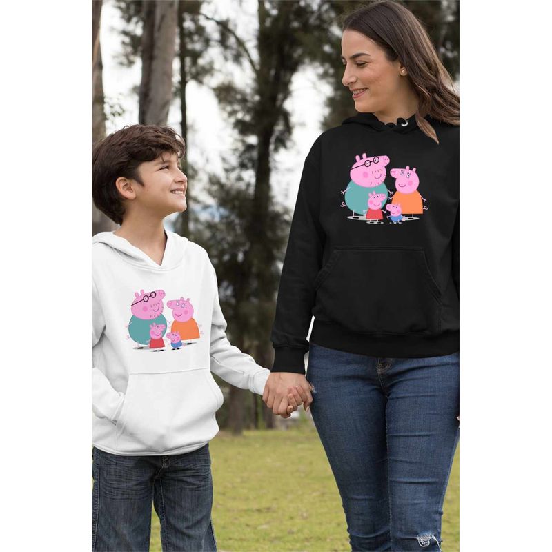 Fashion, accesorii si bijuterii - Femei - Imbracaminte femei - Hanorace femei - Hanorac Femei Purcelusa Peppa Pig Familia, negru, marime S - Infinity.ro