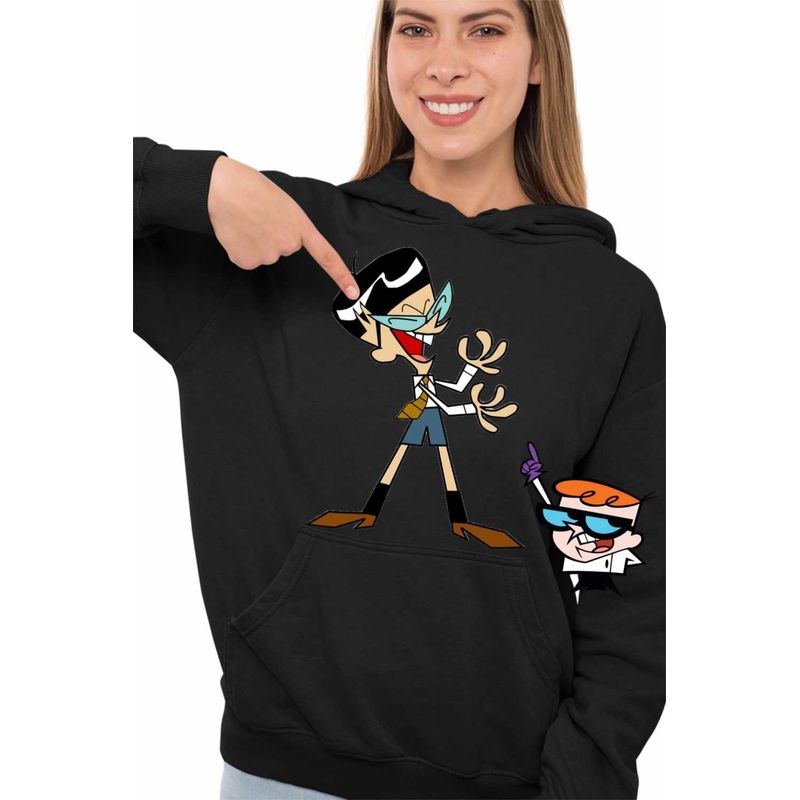 Fashion, accesorii si bijuterii - Femei - Imbracaminte femei - Hanorace femei - Hanorac Femei Laboratorul lui Dexter Mandark Geniu Nebun, negru, marime S - Infinity.ro