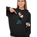Fashion, accesorii si bijuterii - Femei - Imbracaminte femei - Hanorace femei - Hanorac Femei Popeye Marinarul Looney Cartoon Pescar, negru, marime S - Infinity.ro