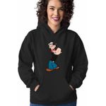 Fashion, accesorii si bijuterii - Femei - Imbracaminte femei - Hanorace femei - Hanorac Femei Popeye Marinarul Looney Cartoon Pescar, negru, marime S - Infinity.ro