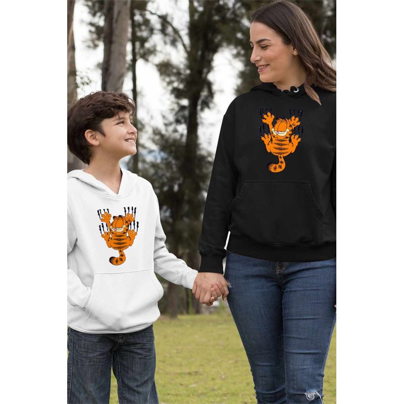 Fashion, accesorii si bijuterii - Femei - Imbracaminte femei - Hanorace femei - Hanorac Femei Garfield Zgarieturi Pisica, negru, marime S - Infinity.ro
