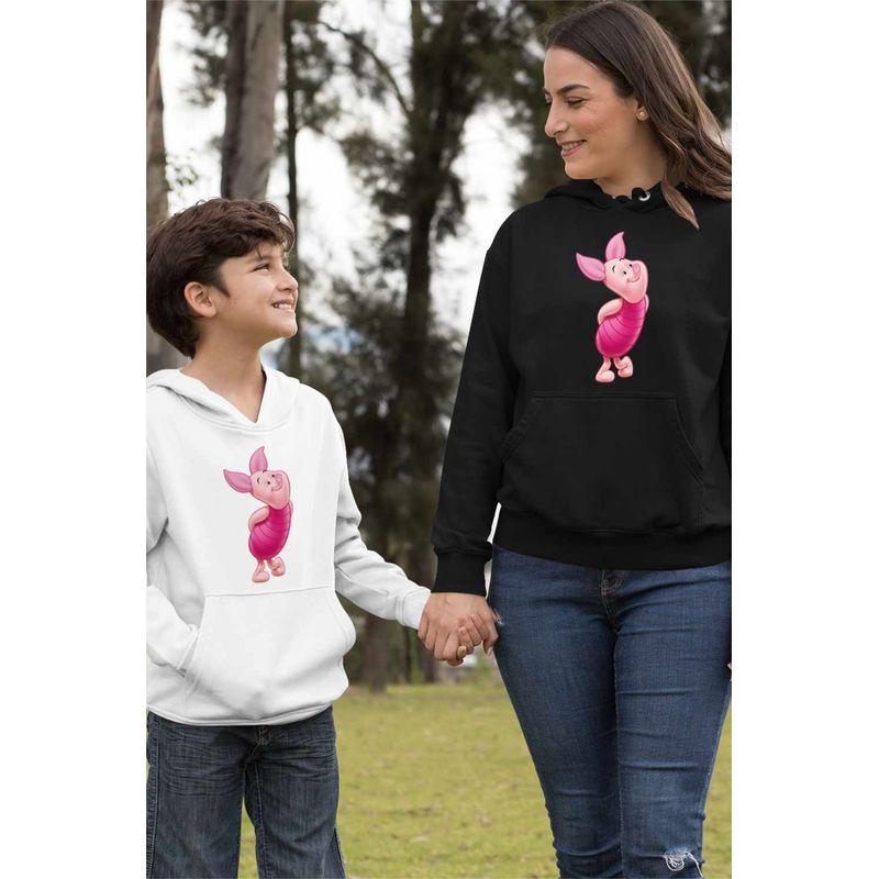 Fashion, accesorii si bijuterii - Femei - Imbracaminte femei - Hanorace femei - Hanorac Femei Purcelusul Piglet Ursuletul Winnie the Pooh Puh, negru, marime S - Infinity.ro