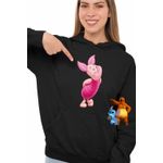 Fashion, accesorii si bijuterii - Femei - Imbracaminte femei - Hanorace femei - Hanorac Femei Purcelusul Piglet Ursuletul Winnie the Pooh Puh, negru, marime S - Infinity.ro
