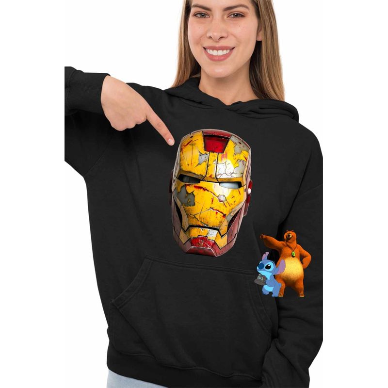 Fashion, accesorii si bijuterii - Femei - Imbracaminte femei - Hanorace femei - Hanorac Femei Iron Man Casca, negru, marime S - Infinity.ro