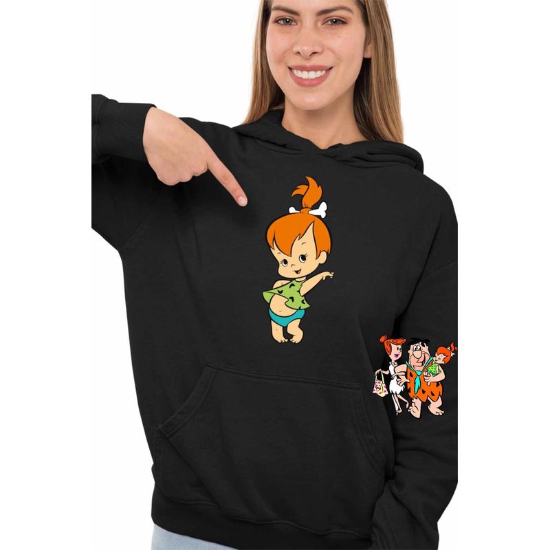 Fashion, accesorii si bijuterii - Femei - Imbracaminte femei - Hanorace femei - Hanorac Femei Familia Flintstone Pebbles Bebelus, negru, marime S - Infinity.ro