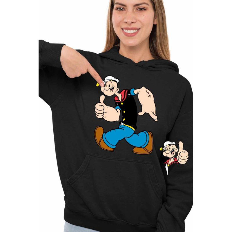 Fashion, accesorii si bijuterii - Femei - Imbracaminte femei - Hanorace femei - Hanorac Femei Popeye Marinarul Capitan Vas Vapor, negru, marime S - Infinity.ro