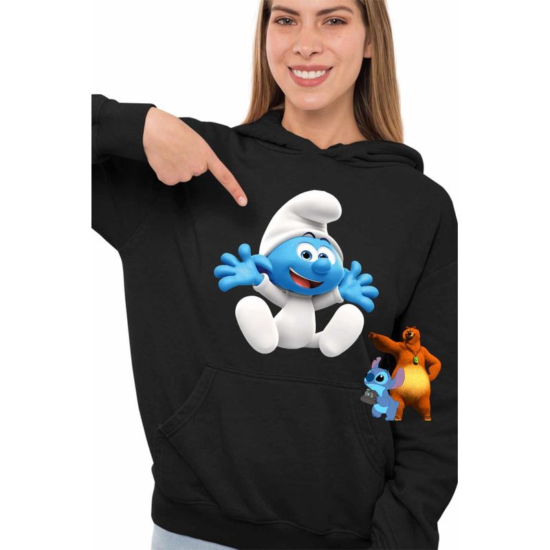 Fashion, accesorii si bijuterii - Femei - Imbracaminte femei - Hanorace femei - Hanorac Femei Bebe Strumf Strunf, negru, marime S - Infinity.ro