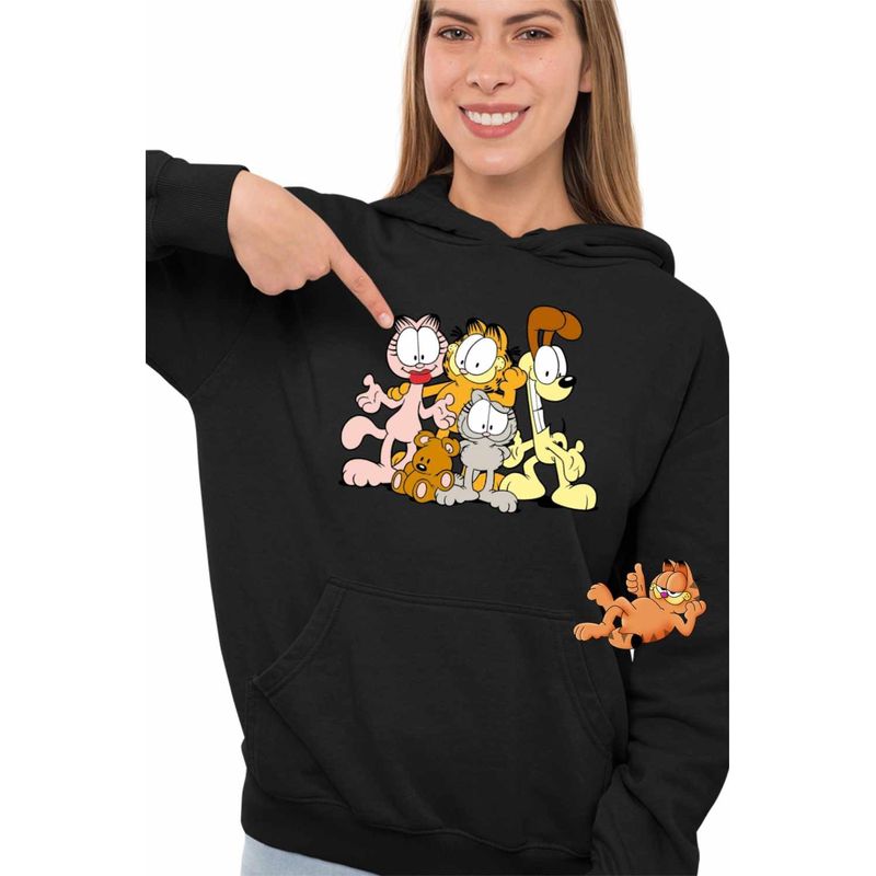 Fashion, accesorii si bijuterii - Femei - Imbracaminte femei - Hanorace femei - Hanorac Femei Garfield Toata Gasca Pisici, negru, marime S - Infinity.ro