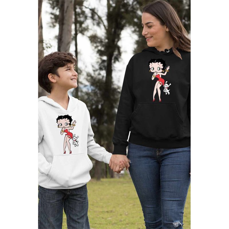 Fashion, accesorii si bijuterii - Femei - Imbracaminte femei - Hanorace femei - Hanorac Femei Betty Boop Catel Pudel Valentines Day, negru, marime S - Infinity.ro