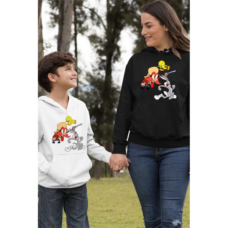 Fashion, accesorii si bijuterii - Femei - Imbracaminte femei - Hanorace femei - Hanorac Femei Yosemite Sam Tweety Bug Bunny Iepure, negru, marime S - Infinity.ro
