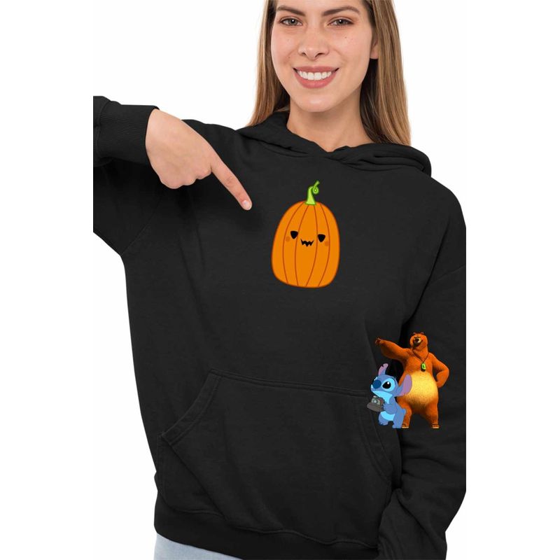 Fashion, accesorii si bijuterii - Femei - Imbracaminte femei - Hanorace femei - Hanorac Femei Squishmallows Dovleac Halloween, negru, marime S - Infinity.ro