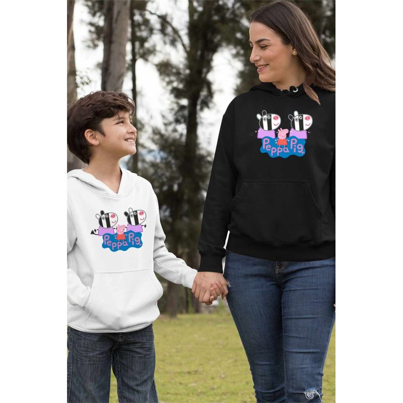 Fashion, accesorii si bijuterii - Femei - Imbracaminte femei - Hanorace femei - Hanorac Femei Zebrele Gemeni Zuza Zaza Peppa Pig, negru, marime S - Infinity.ro