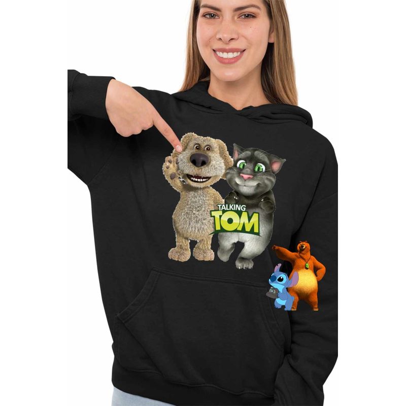 Fashion, accesorii si bijuterii - Femei - Imbracaminte femei - Hanorace femei - Hanorac Femei Ben Talking Tom Best Friends, negru, marime S - Infinity.ro
