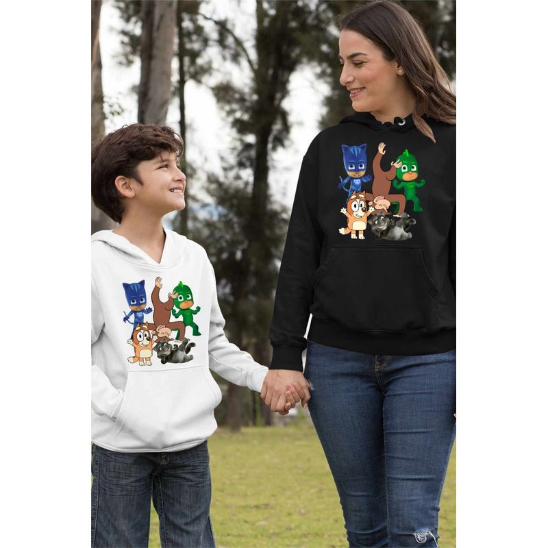 Fashion, accesorii si bijuterii - Femei - Imbracaminte femei - Hanorace femei - Hanorac Femei Curiosul George Eroi Pijama Bingo Tom, negru, marime S - Infinity.ro