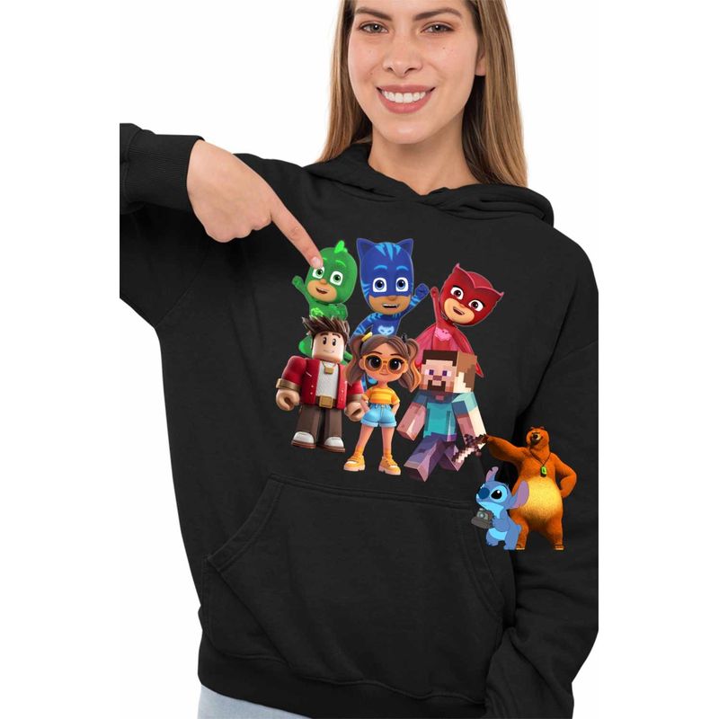 Fashion, accesorii si bijuterii - Femei - Imbracaminte femei - Hanorace femei - Hanorac Femei PJ Masks Roblox Minecraft, negru, marime S - Infinity.ro