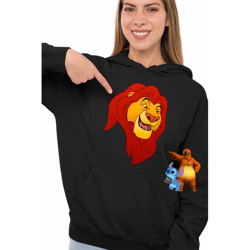 Fashion, accesorii si bijuterii - Femei - Imbracaminte femei - Hanorace femei - Hanorac Femei Regele Leu Mufasa, negru, marime S - Infinity.ro