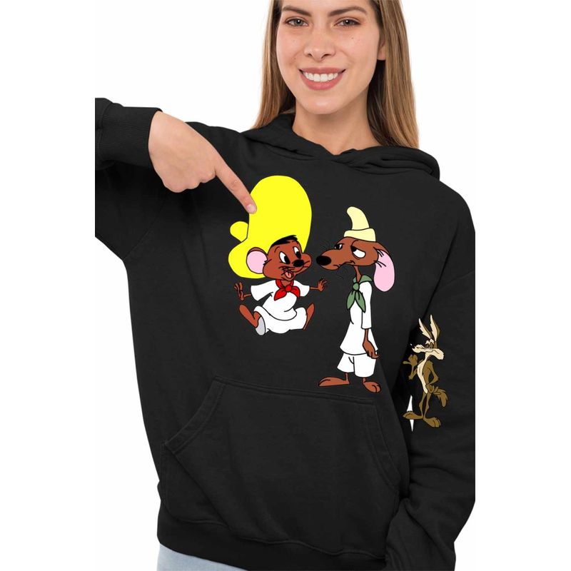 Fashion, accesorii si bijuterii - Femei - Imbracaminte femei - Hanorace femei - Hanorac Femei Speedy Gonzales Slowpoke Rodriguez, negru, marime S - Infinity.ro