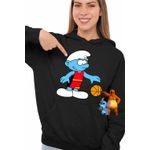 Fashion, accesorii si bijuterii - Femei - Imbracaminte femei - Hanorace femei - Hanorac Femei Strumfii Baschet Strumpii, negru, marime S - Infinity.ro