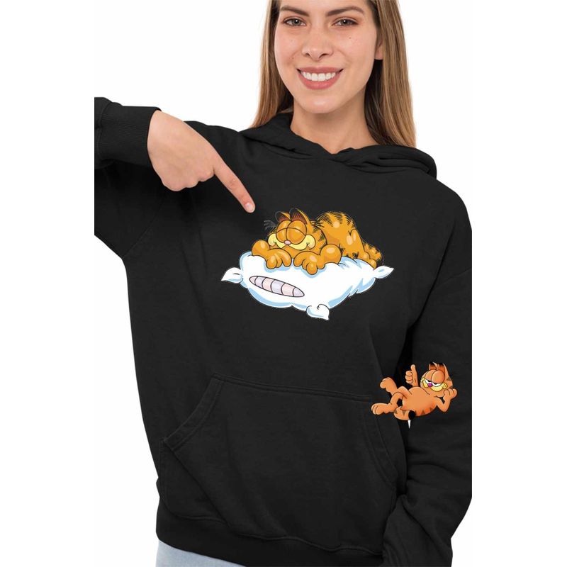 Fashion, accesorii si bijuterii - Femei - Imbracaminte femei - Hanorace femei - Hanorac Femei Garfield Somn Perna Nani, negru, marime S - Infinity.ro