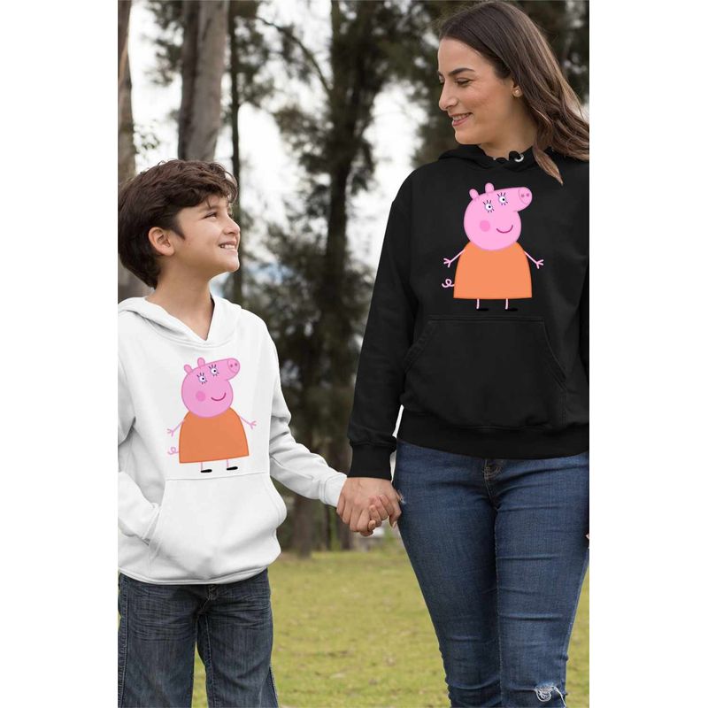 Fashion, accesorii si bijuterii - Femei - Imbracaminte femei - Hanorace femei - Hanorac Femei Mama Purcelusa Peppa Pig, negru, marime S - Infinity.ro