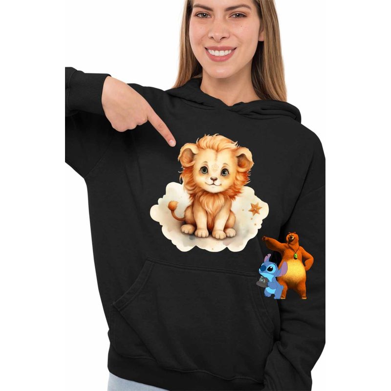 Fashion, accesorii si bijuterii - Femei - Imbracaminte femei - Hanorace femei - Hanorac Femei Leu Baby Zodiac Horoscop Leo Astrologie, negru, marime S - Infinity.ro