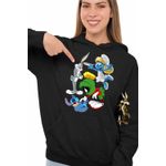 Fashion, accesorii si bijuterii - Femei - Imbracaminte femei - Hanorace femei - Hanorac Femei Marvin Stitch Bugs Bunny Strumfita Strumfii, negru, marime S - Infinity.ro