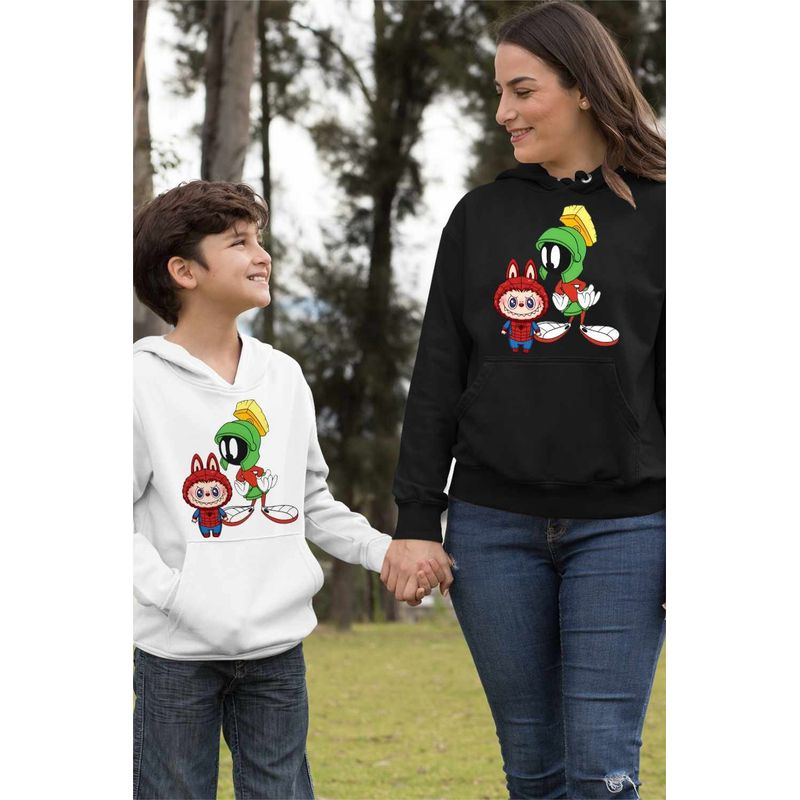 Fashion, accesorii si bijuterii - Femei - Imbracaminte femei - Hanorace femei - Hanorac Femei Labubu Spiderman Extraterestru Marvin Looney, negru, marime S - Infinity.ro