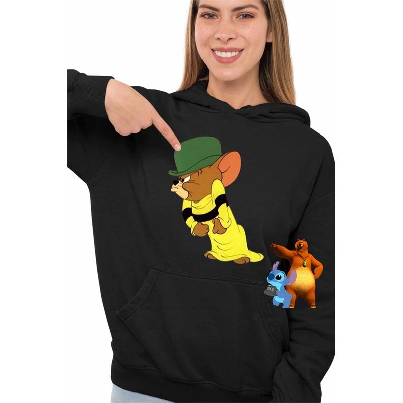 Fashion, accesorii si bijuterii - Femei - Imbracaminte femei - Hanorace femei - Hanorac Femei Tom si Jerry Verisor Boxer, negru, marime S - Infinity.ro