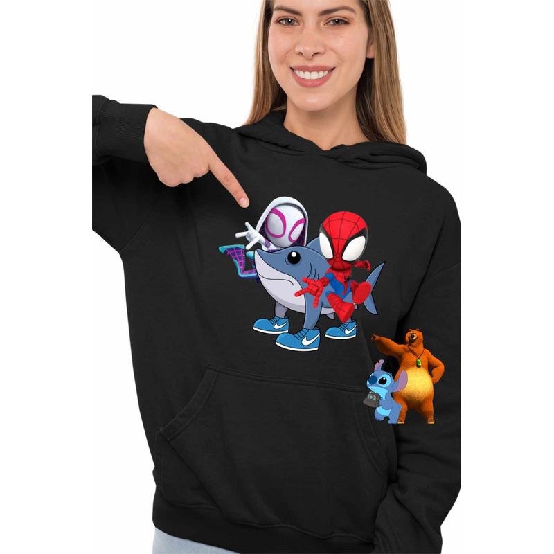 Fashion, accesorii si bijuterii - Femei - Imbracaminte femei - Hanorace femei - Hanorac Femei Paienjenel Tralalero Tralala Fantoma Paianjen Brainrot, negru, marime S - Infinity.ro
