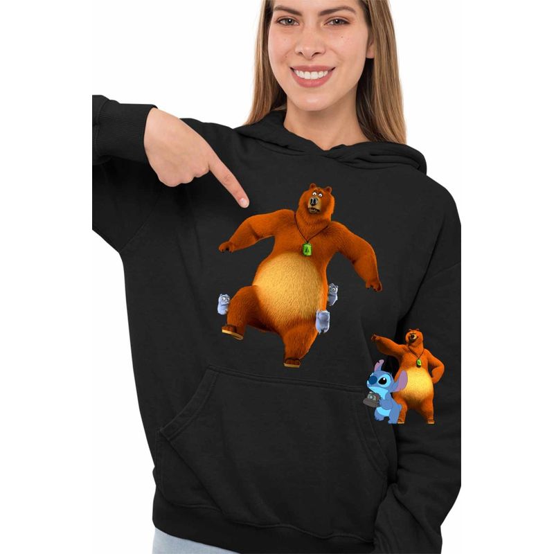 Fashion, accesorii si bijuterii - Femei - Imbracaminte femei - Hanorace femei - Hanorac Femei Ursul Grizzy si lemingii Grizzly, negru, marime S - Infinity.ro