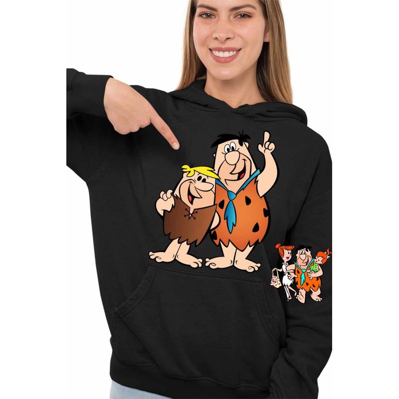 Fashion, accesorii si bijuterii - Femei - Imbracaminte femei - Hanorace femei - Hanorac Femei Familia Flintstone Fred Barney Epoca de Piatra, negru, marime S - Infinity.ro