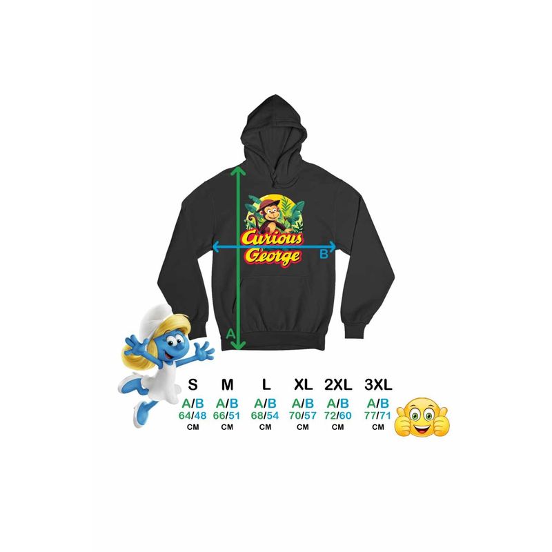 Fashion, accesorii si bijuterii - Femei - Imbracaminte femei - Hanorace femei - Hanorac Femei Curiosul George Jungla Desene Animate, negru, marime S - Infinity.ro
