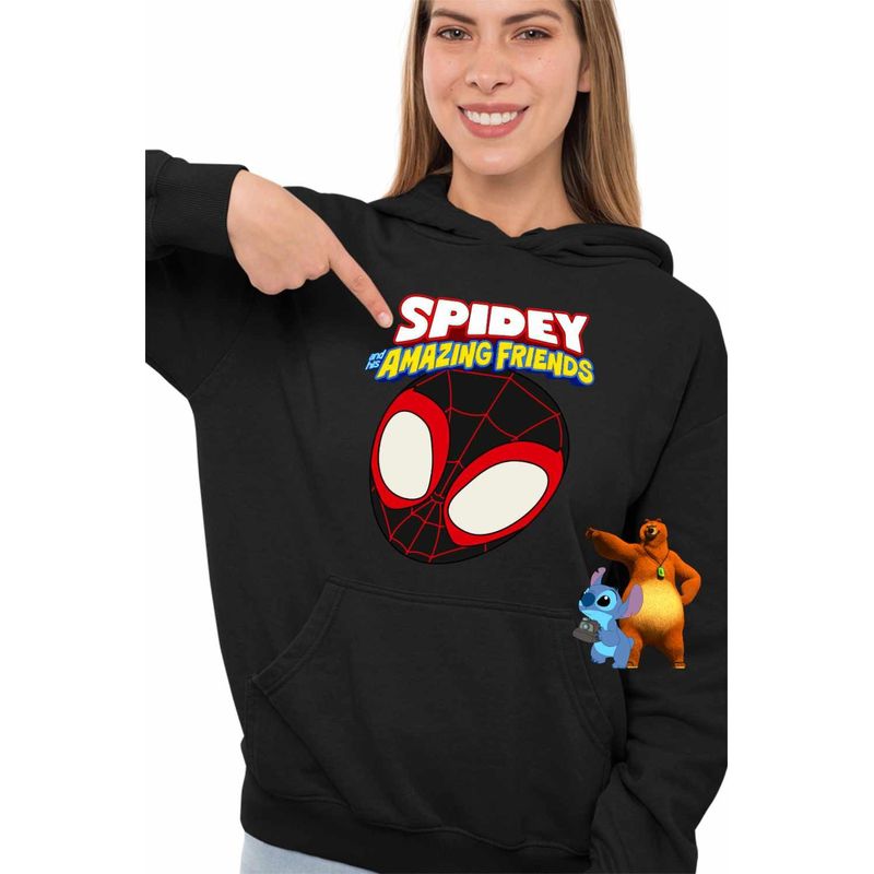 Fashion, accesorii si bijuterii - Femei - Imbracaminte femei - Hanorace femei - Hanorac Femei Spin Paienjenelul Marvel, negru, marime S - Infinity.ro
