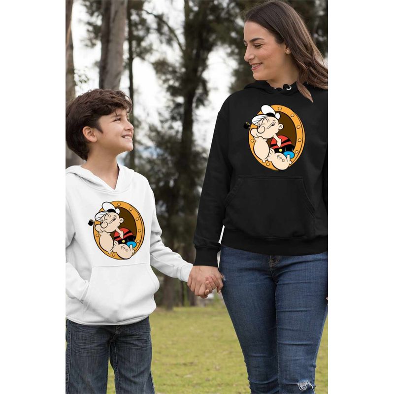 Fashion, accesorii si bijuterii - Femei - Imbracaminte femei - Hanorace femei - Hanorac Femei Popeye Marinarul Geam Vapor Comandant, negru, marime S - Infinity.ro
