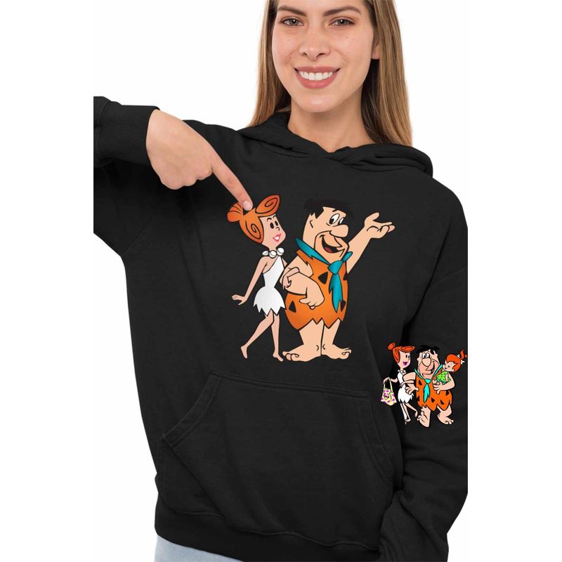Fashion, accesorii si bijuterii - Femei - Imbracaminte femei - Hanorace femei - Hanorac Femei Familia Flintstone Fred Wilma Plimbare Valentines Dragobete, negru, marime S - Infinity.ro