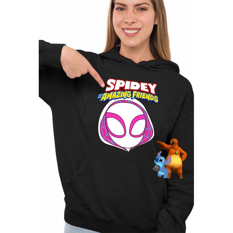 Fashion, accesorii si bijuterii - Femei - Imbracaminte femei - Hanorace femei - Hanorac Femei Fantoma Paianjen Spidey, negru, marime S - Infinity.ro